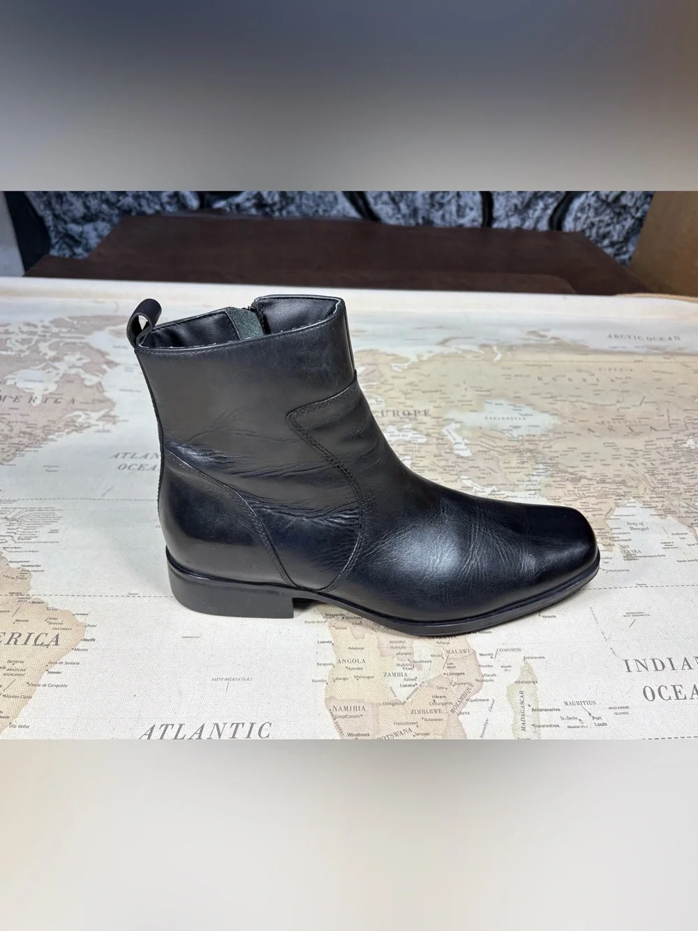 Mens Leather Boots Rockport Toloni K70048 Black Side Zip Sz 10 Casual-Dress EUC